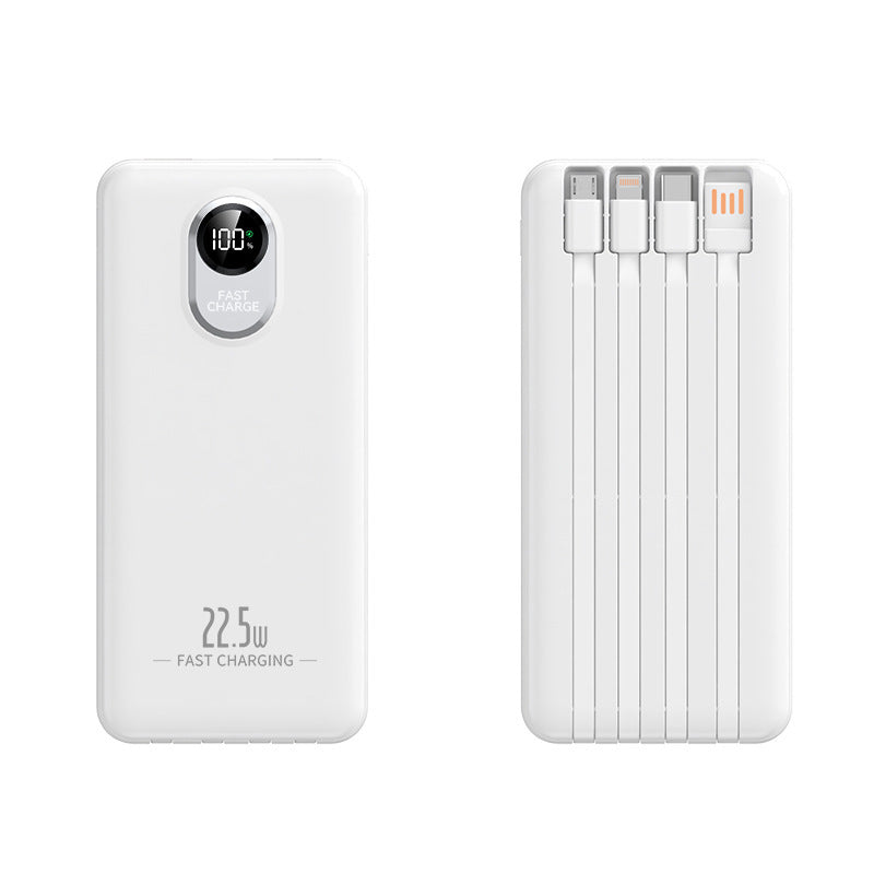 Tragbare Powerbank mit 22,5 W Schnellladefunktion und integrierten Kabeln Brehn