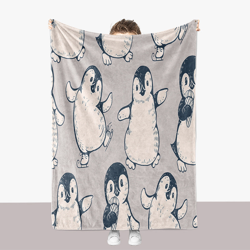 Pinguin-Themen-Plüsch-Wurfdecke