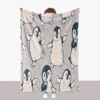 Pinguin-Themen-Plüsch-Wurfdecke