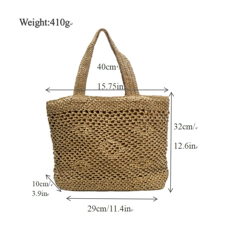 Große Makramee Tasche mit Lederakzenten Brehn