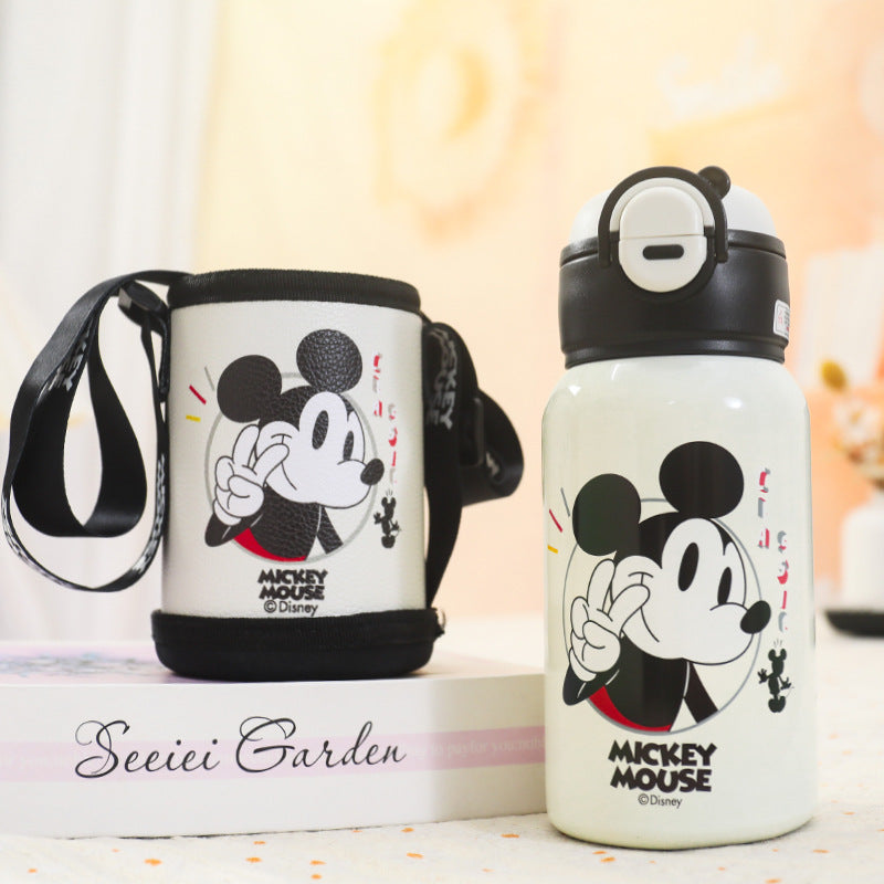 Isolierte Trinkflasche mit Mickey-Mouse-Motiv und Praktischem Tragegurt Brehn