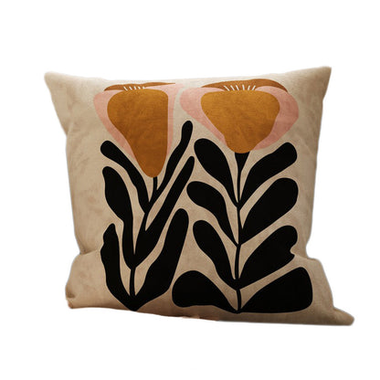 Square Suede-Finish Botanical Print Decorative Throw Pillow Cover with Invisible Zipper