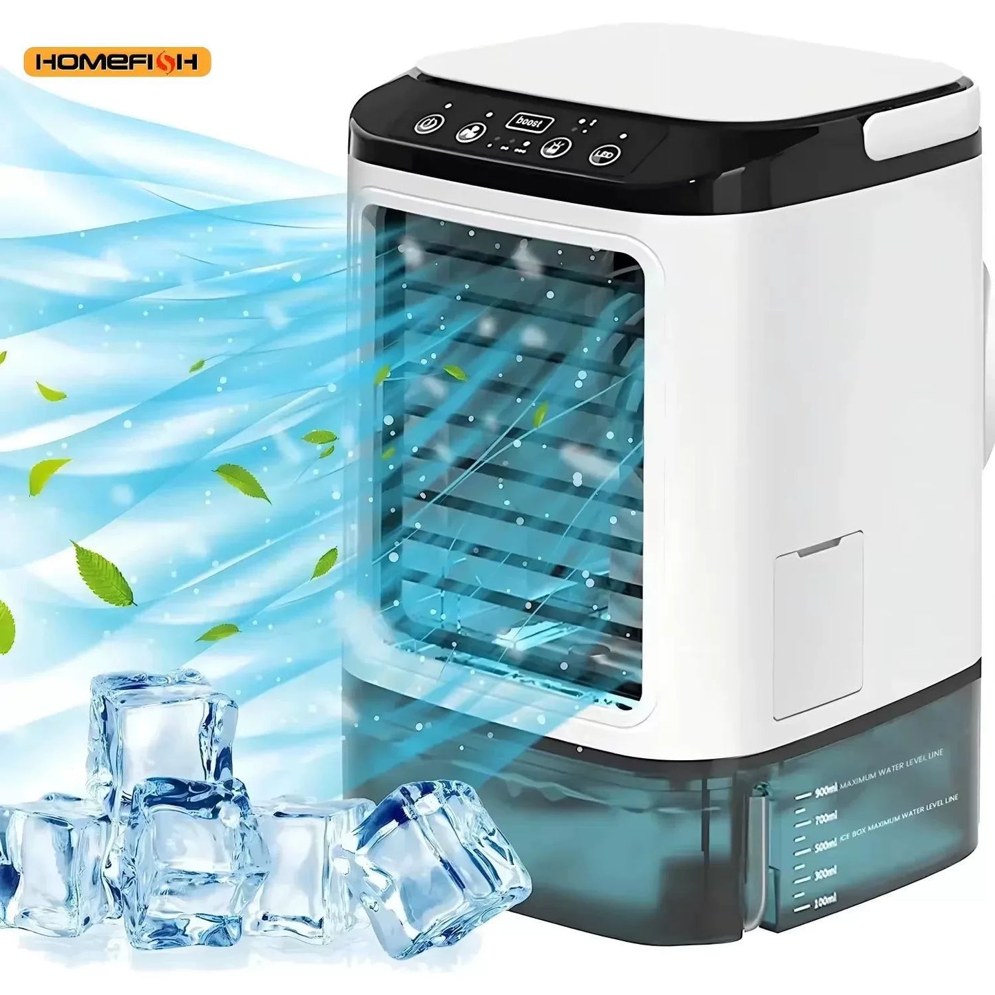 Unisex Einheitsgröße kompakter persönlicher verdampfer Luftkühler mit abnehmbaren Wasserreservoir, digitalem Touchpanel, verstellbaren Lamellen und USB-Strom Brehn