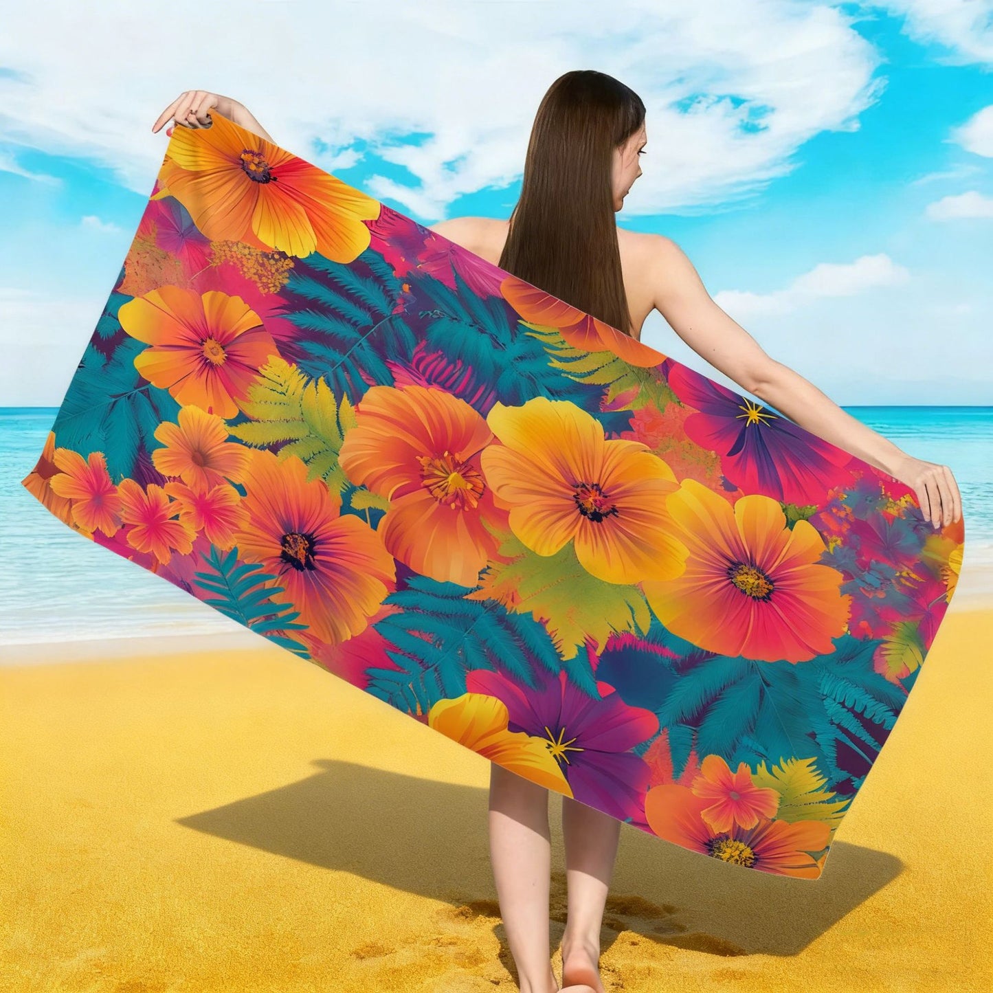 Strandtuch mit buntem Blumenmuster Brehn