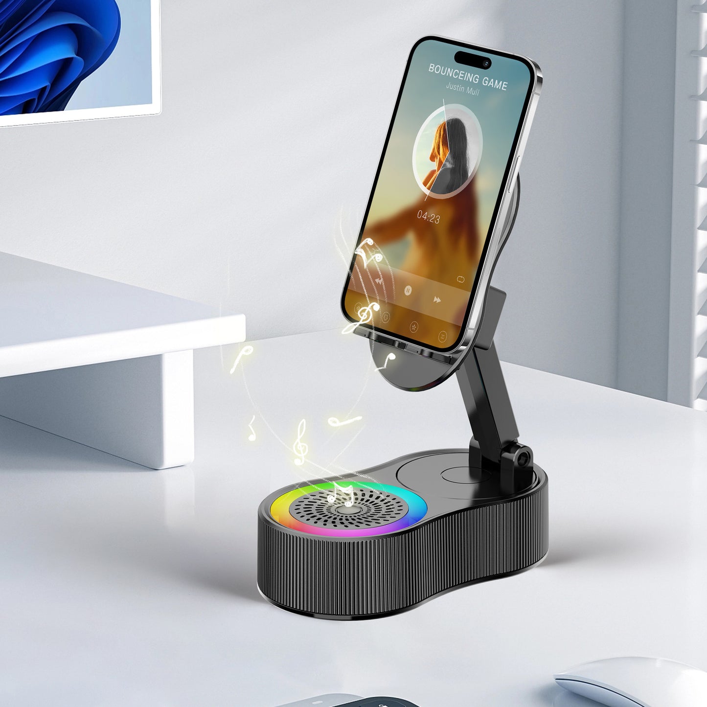 Unisex multitasking Smartphone Halterung mit integriertem Bluetooth Lautsprecher Brehn