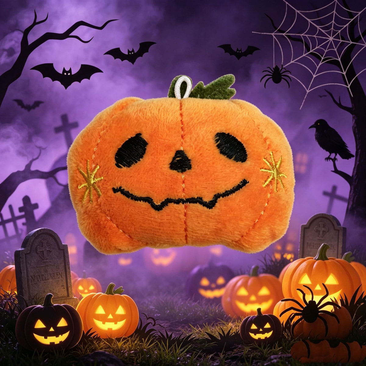 Niedlicher Halloween-Plüschgeist mit weichem Kuschelstoff und gesticktem Gesicht