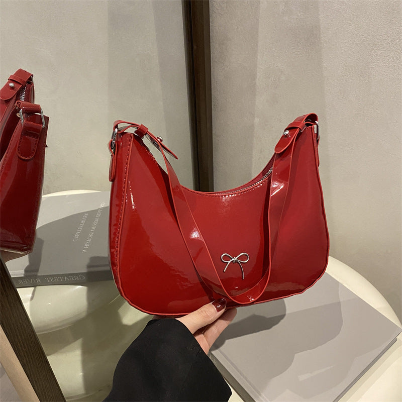 Premium Glänzende Kunstleder Hobo Tasche Brehn