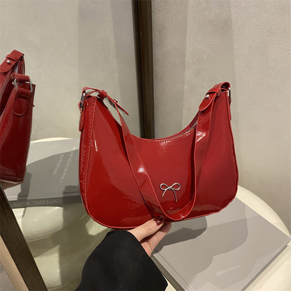 Premium Glänzende Kunstleder Hobo Tasche Brehn