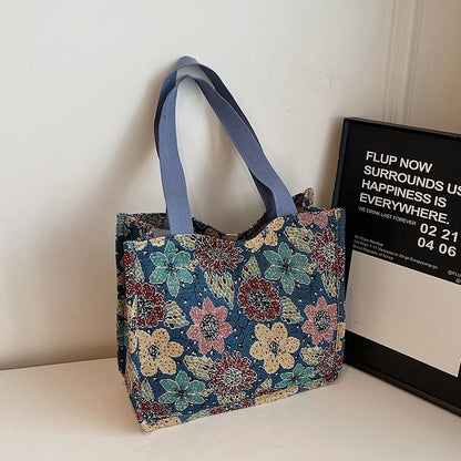 Florale gestickte Wandteppich Tragetasche