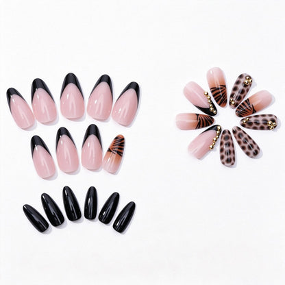 Kunstnagelset mit eleganten Tier- und Glitzermustern Brehn