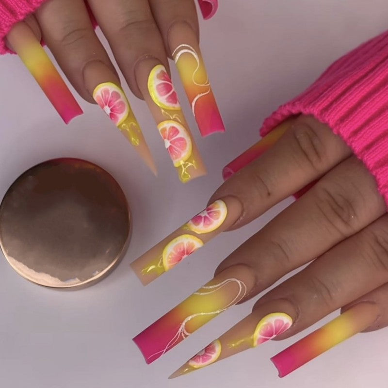 Kunstnägel Set mit tropischem Hibiskus-Muster Brehn
