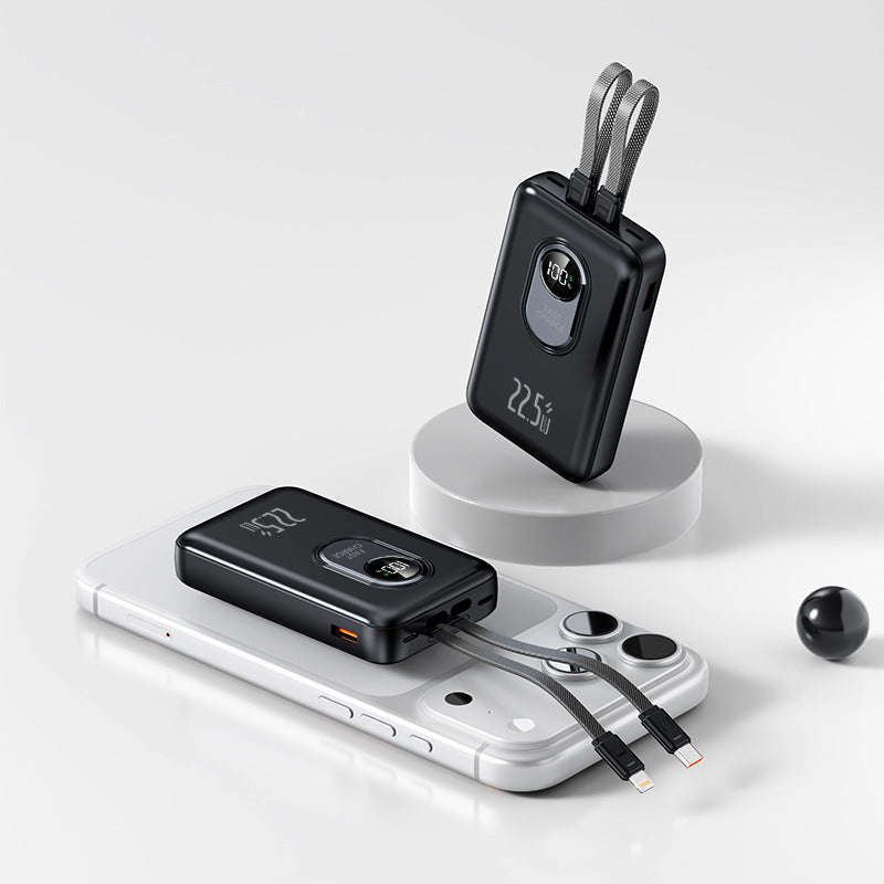 Powerbank mit Schnellladefunktion und Integriertem Kabelsystem Brehn