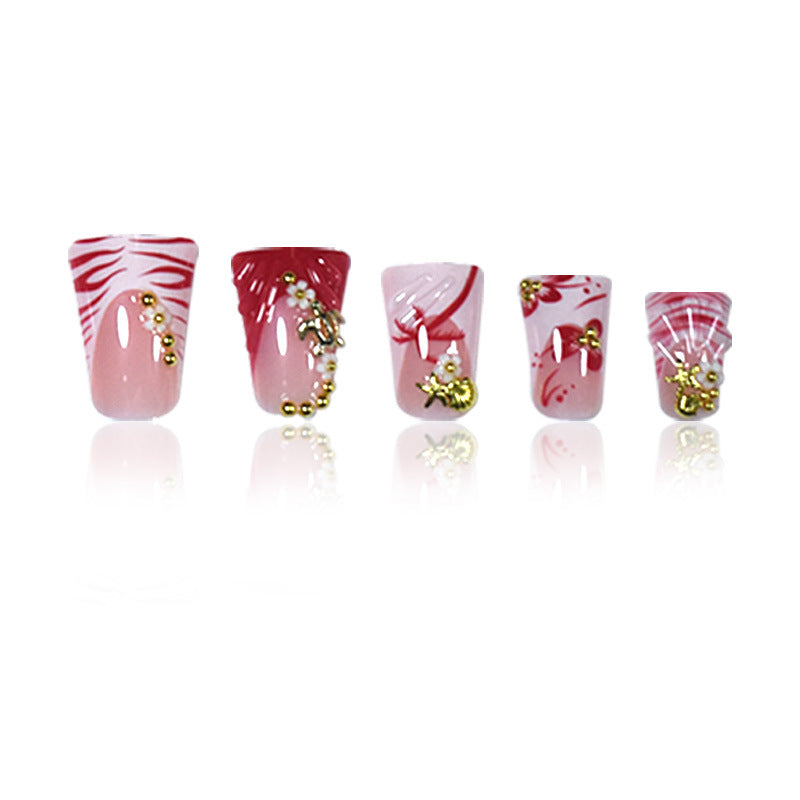 Premium 3D Floral Stiletto Press-On Nails Brehn