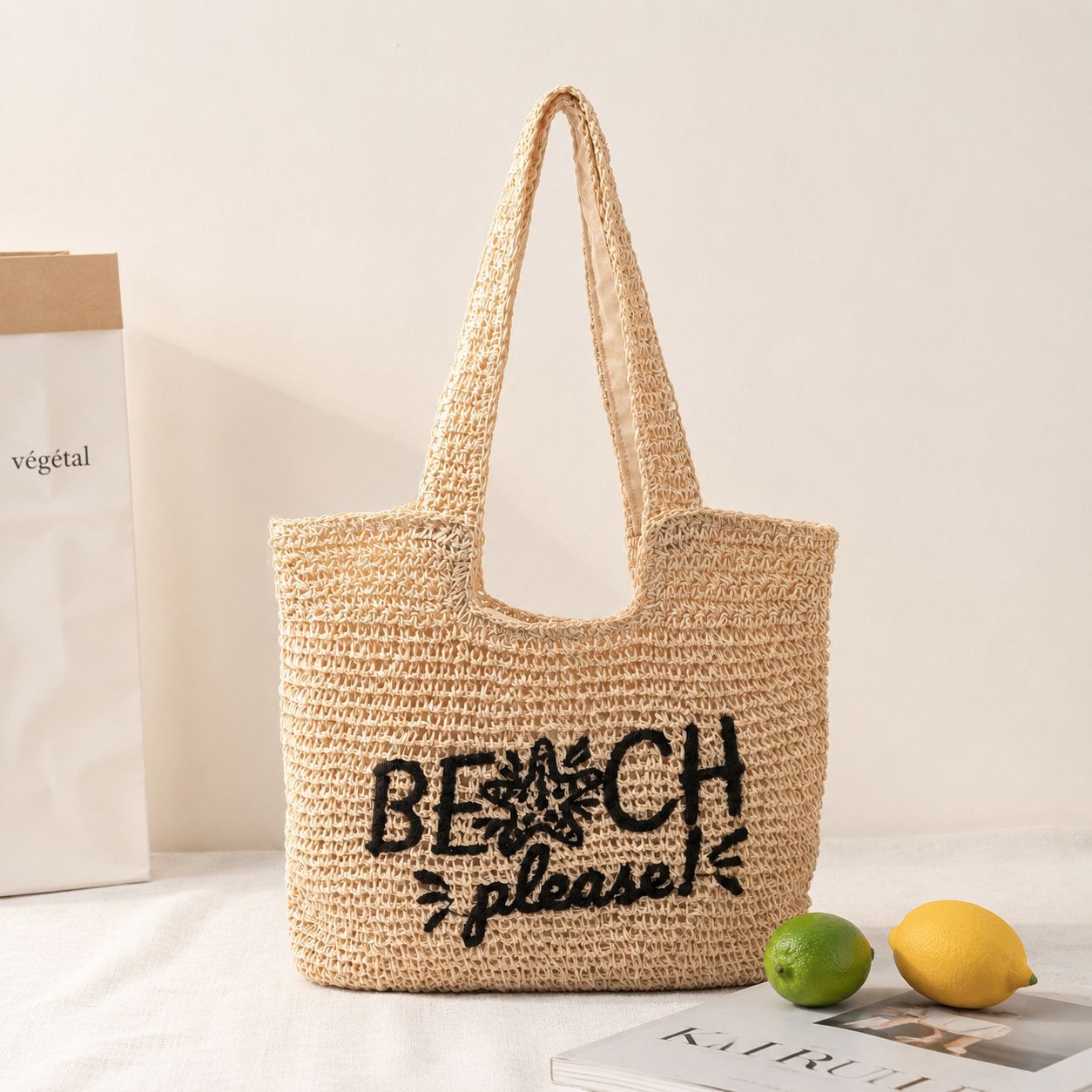 Strandtasche mit Gesticktem Schriftzug Brehn