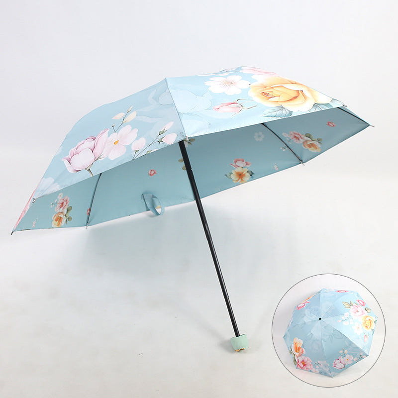 Damen eleganter Falt-Regenschirm mit floralen Motiven Brehn
