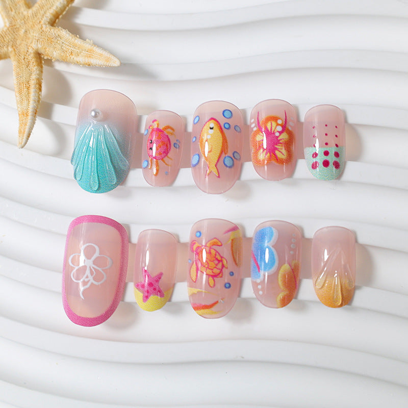 Kunstnagelset mit bunten Blüten- und sommerlichen Designs Brehn