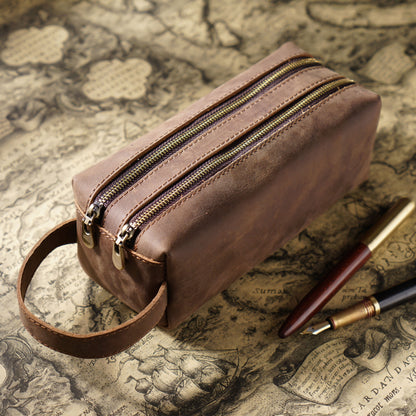 Doppelt-Zipper Leder Stiftetui
