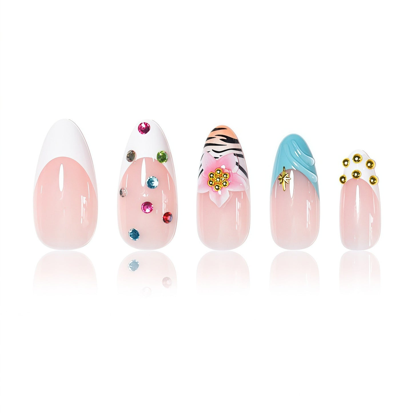 Künstlerische Stiletto-Nagelverzierungen mit einzigartigen Emblem-Akzenten Brehn