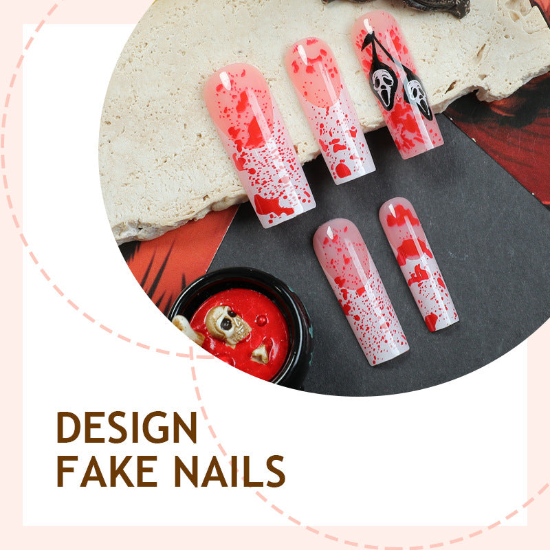 Kunstnagelset mit kreativen blutigen Spritz-Design Brehn