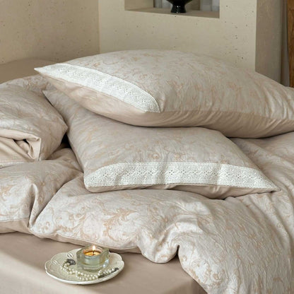 Jacquard Damast Bettbezugset mit verdecktem Verschluss und Eckenbindungen