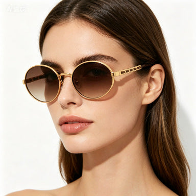 Damen elegante runde Sonnenbrille mit luxuriösem Rahmen und komfortablen Bügeln Brehn