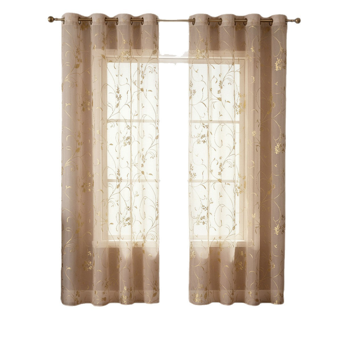 Durchsichtiger floral bestickter Fenstervorhang
