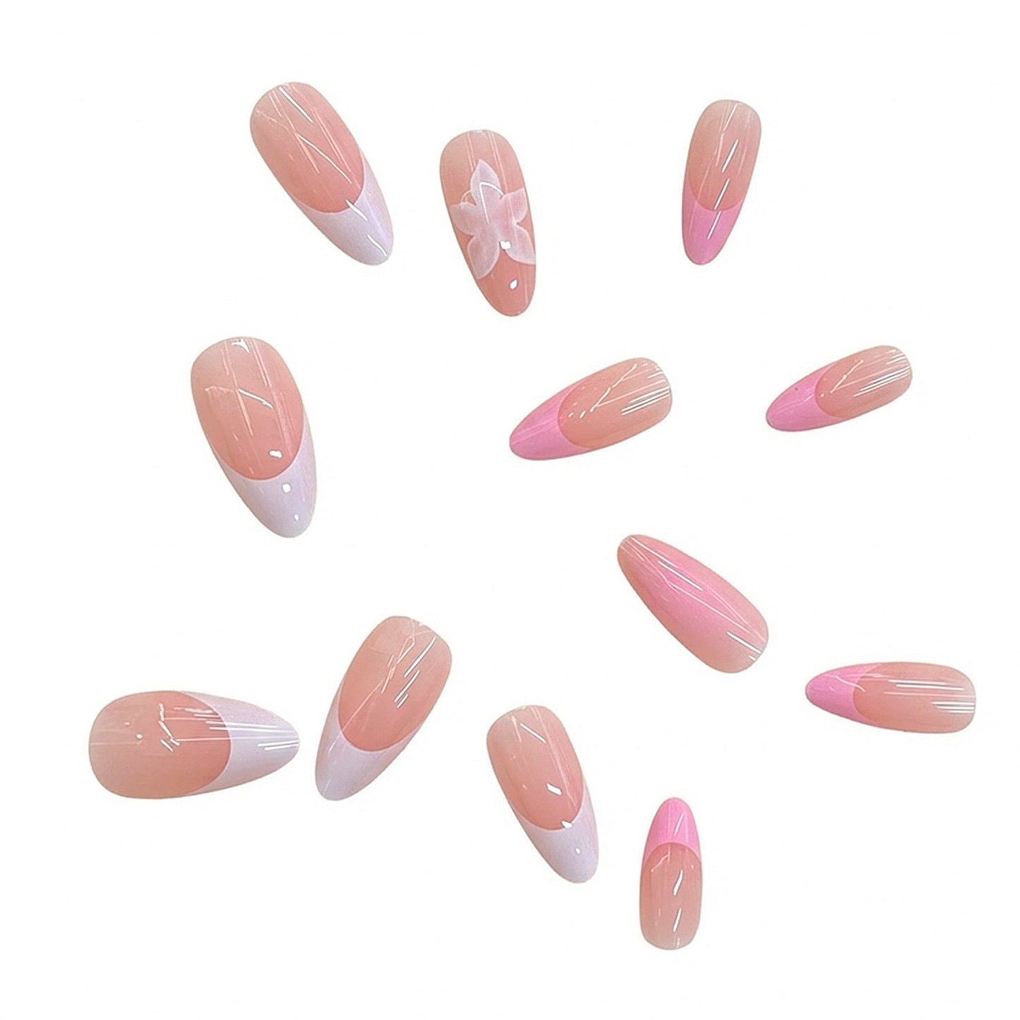Künstlerisches floral Press-on Nageldesign Brehn