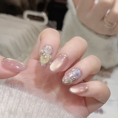 Elegantes Blumen-Design Press-On-Nagelset Brehn