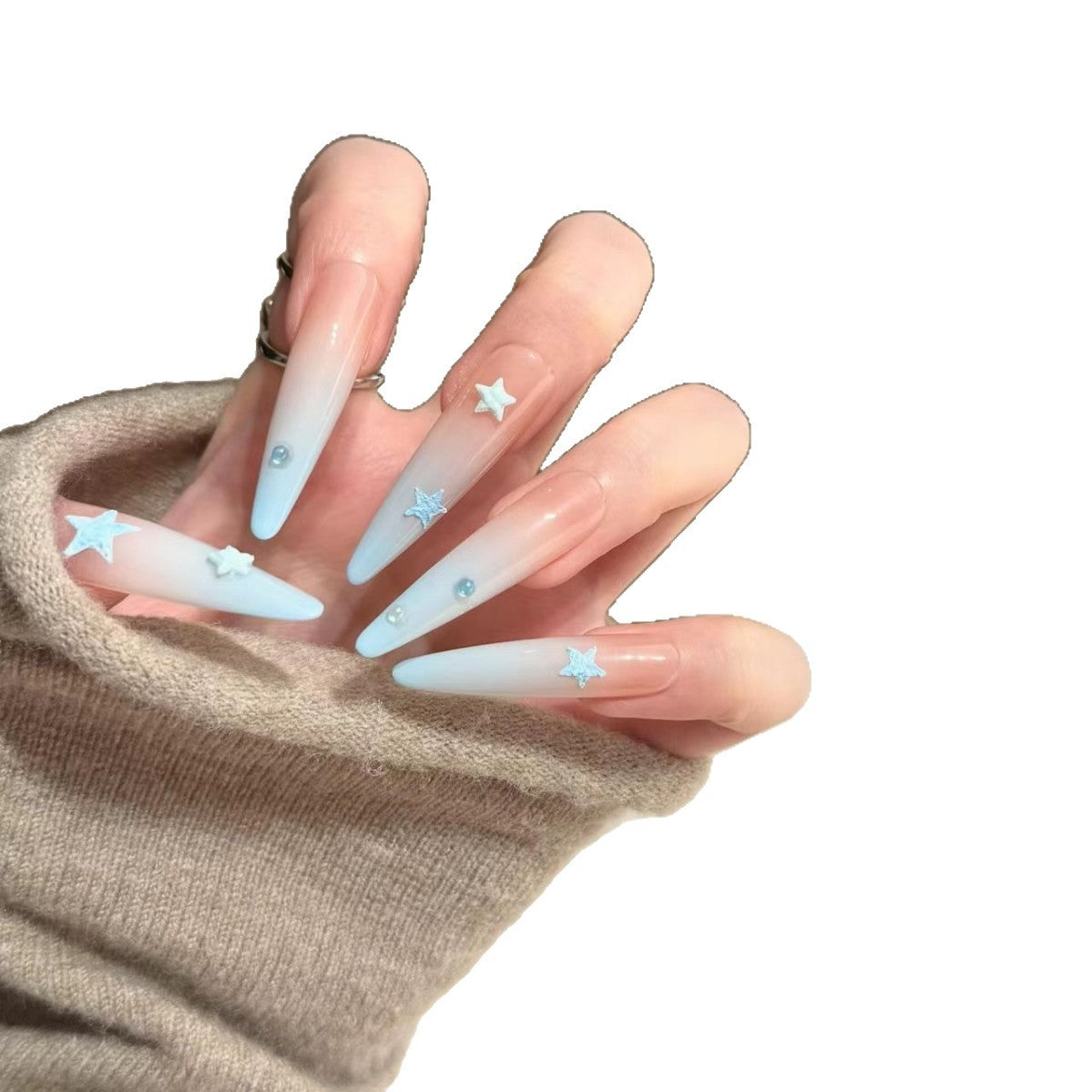Stern-betonte Stiletto Press-On Nagelkunst