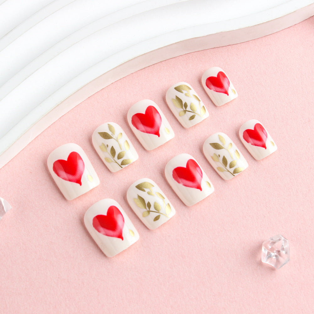 Romantisches Herz-Design Press-On Nail Art Set Brehn