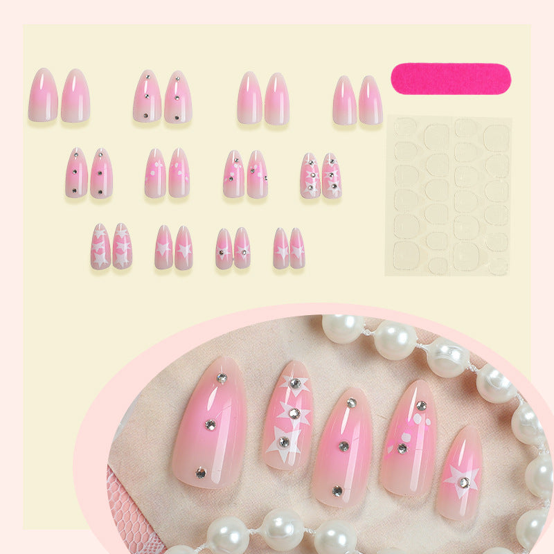 Dekoratives Press-On Nagelkunst-Set mit Stern- und Glitzerakzenten Brehn