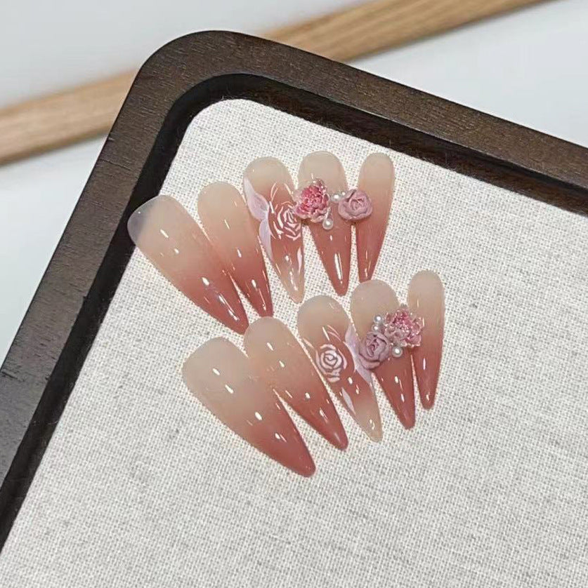 Elegantes Blumendesign Stiletto Press-On Nagelset Brehn