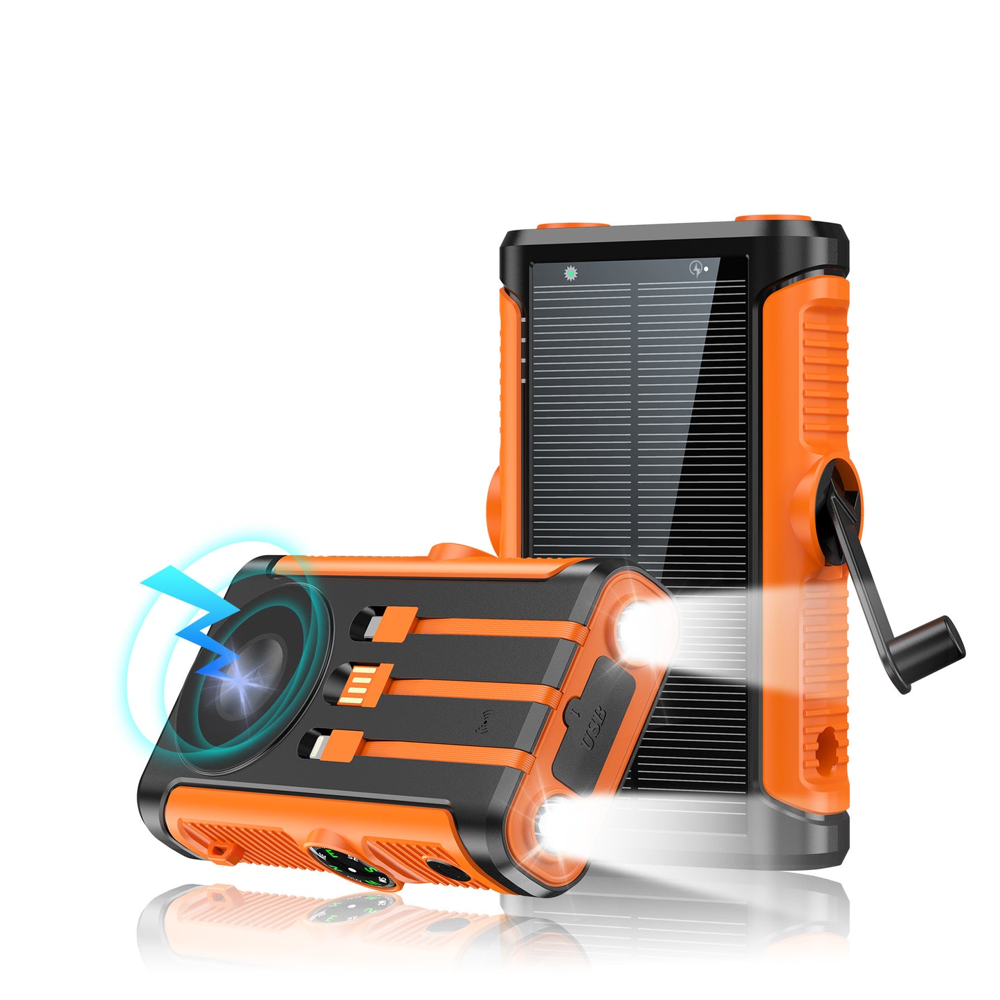 Tragbare Solarbatterie mit Integriertem Handkurbel-Ladegerät Brehn