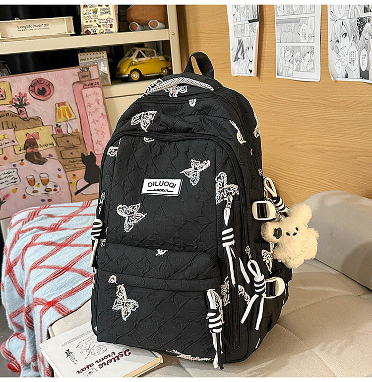 Blumen bestickter robuster Schulrucksack Brehn