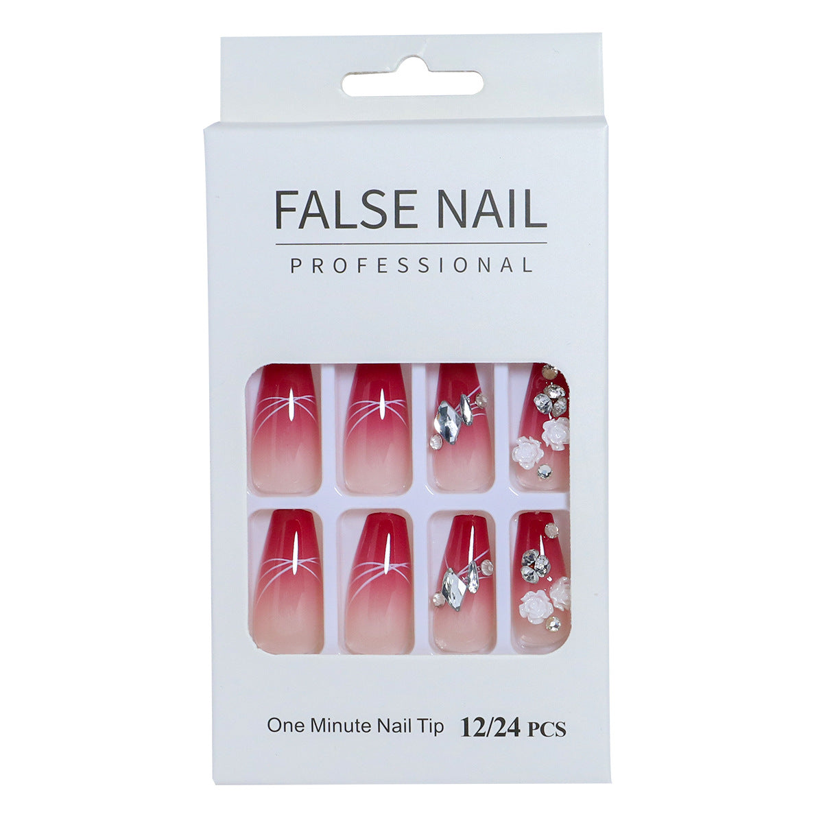 Dekorativer Press-On-Nagelset mit 3D-Akzenten Brehn