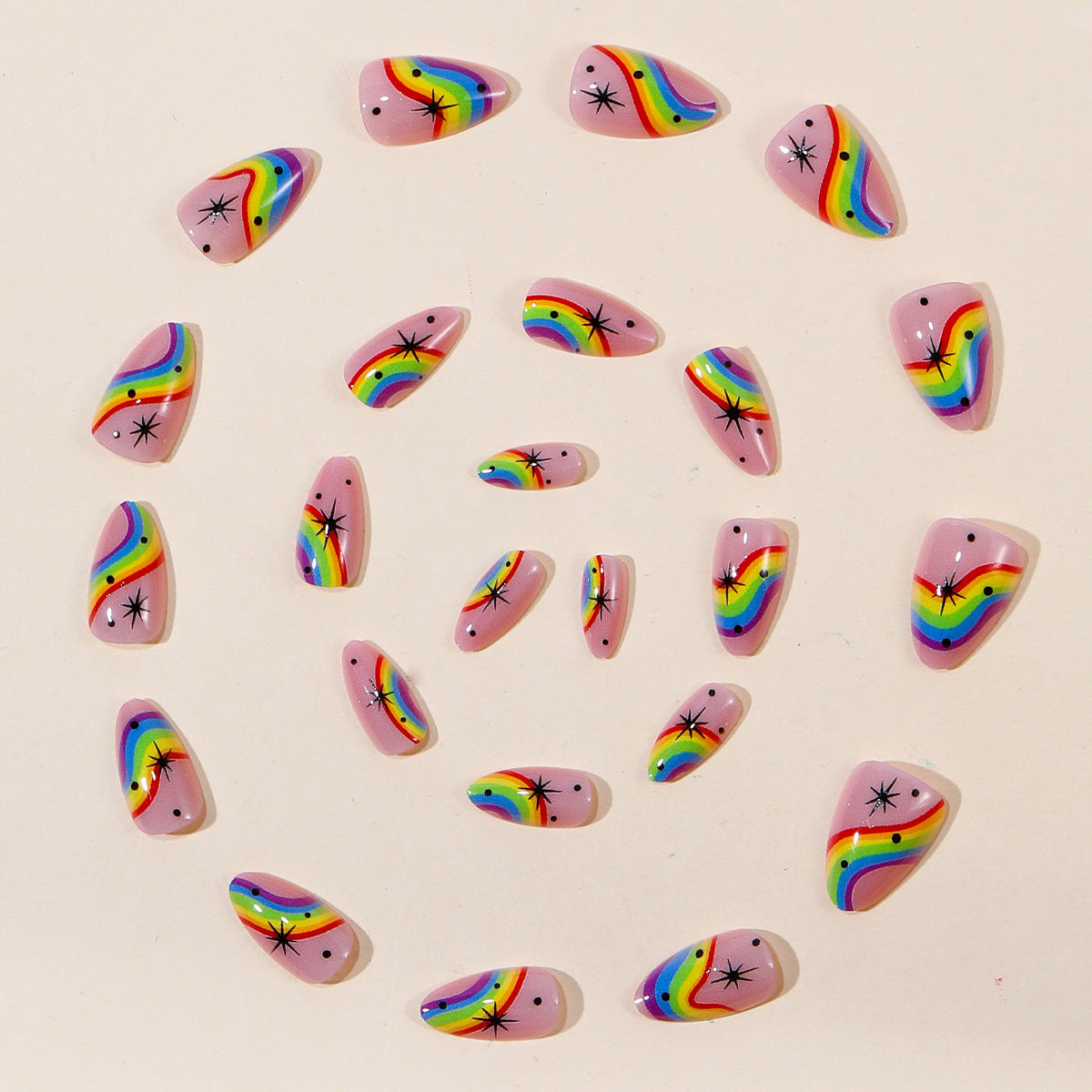 Bunte Regenbogen-Themen Nagelkunst Brehn