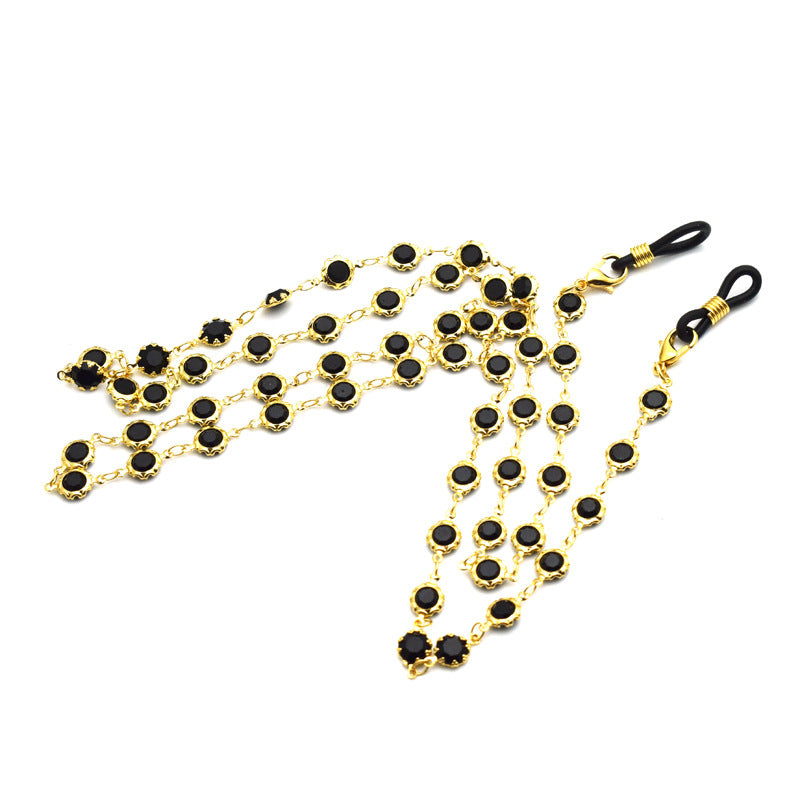 Elegante schwarze Edelstein Brillenketten Brehn