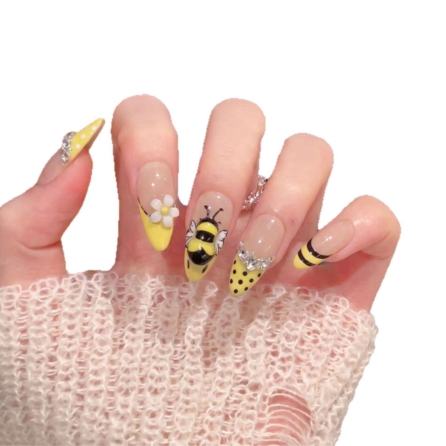 Künstlerisches Bienen-Motiv Press-On Nagelset Brehn