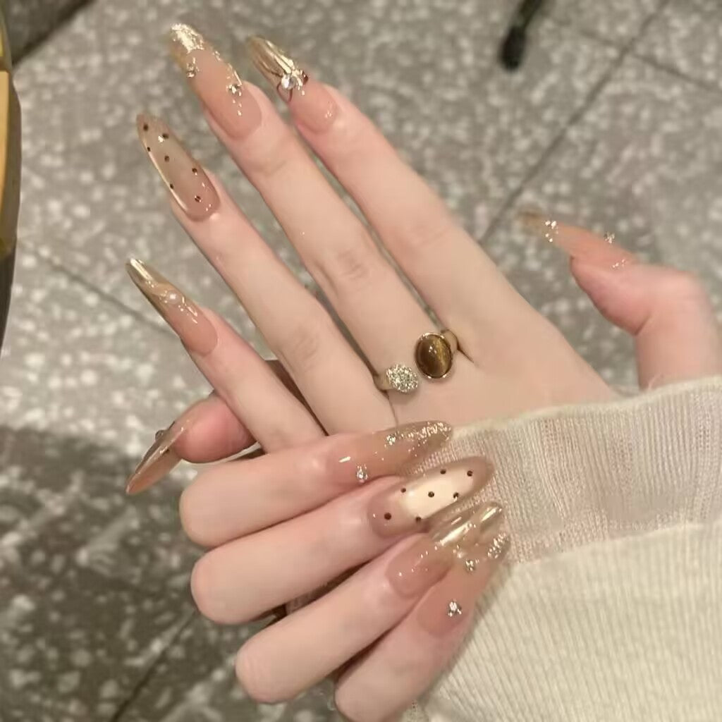 Elegantes mit Strass verziertes Press-On-Nail-Art-Set Brehn