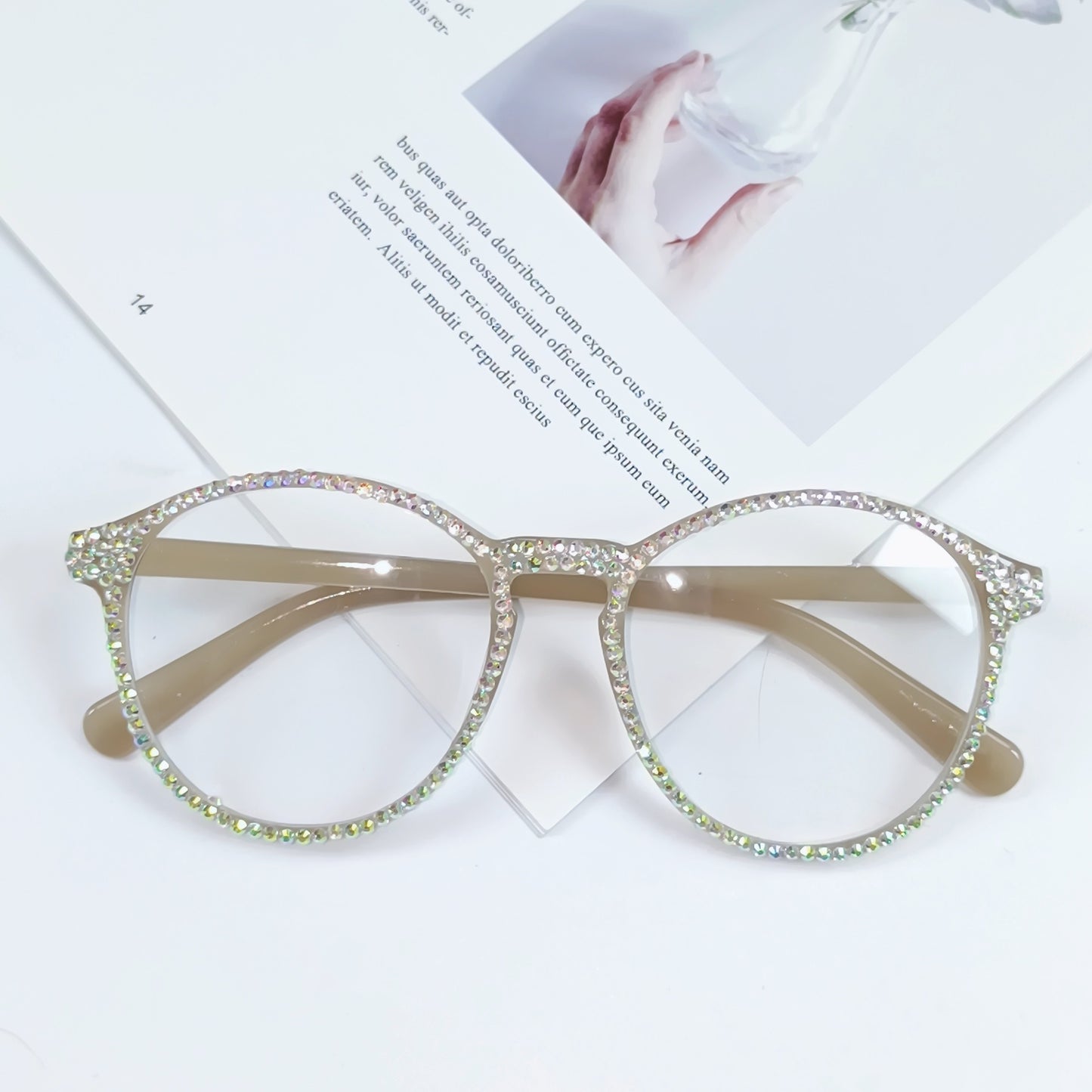 Damen Stylische Katzenaugen-Brille mit funkelndem Strassbesatz Brehn