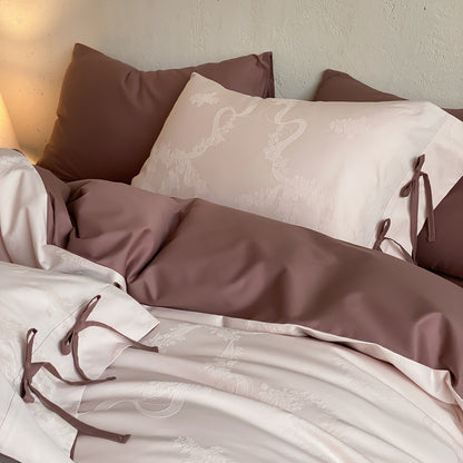 Luxuriöses Wendeduvet-Bezug-Set mit gebundenen Kissenbezügen