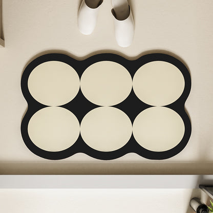 Absorbent Non-Slip Bathroom Mat with Circular Cushion Pads