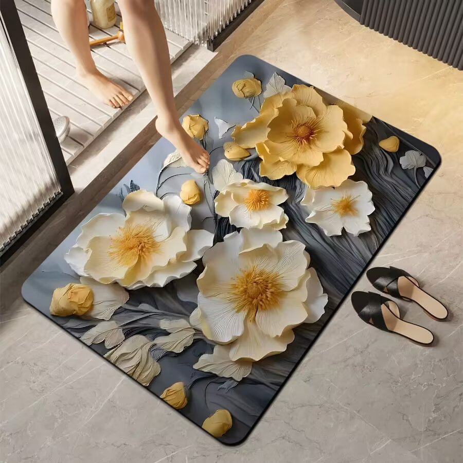 Florales Design Badezimmermatte