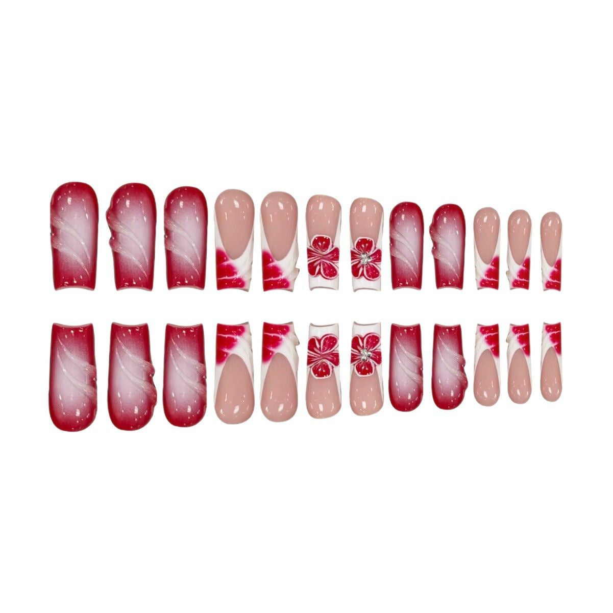 Florale und Künstlerische Druck-auf-Nagelkunst Brehn
