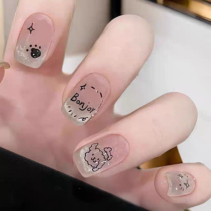 Künstlerisches Press-On-Nagelset mit verspielten Designs Brehn