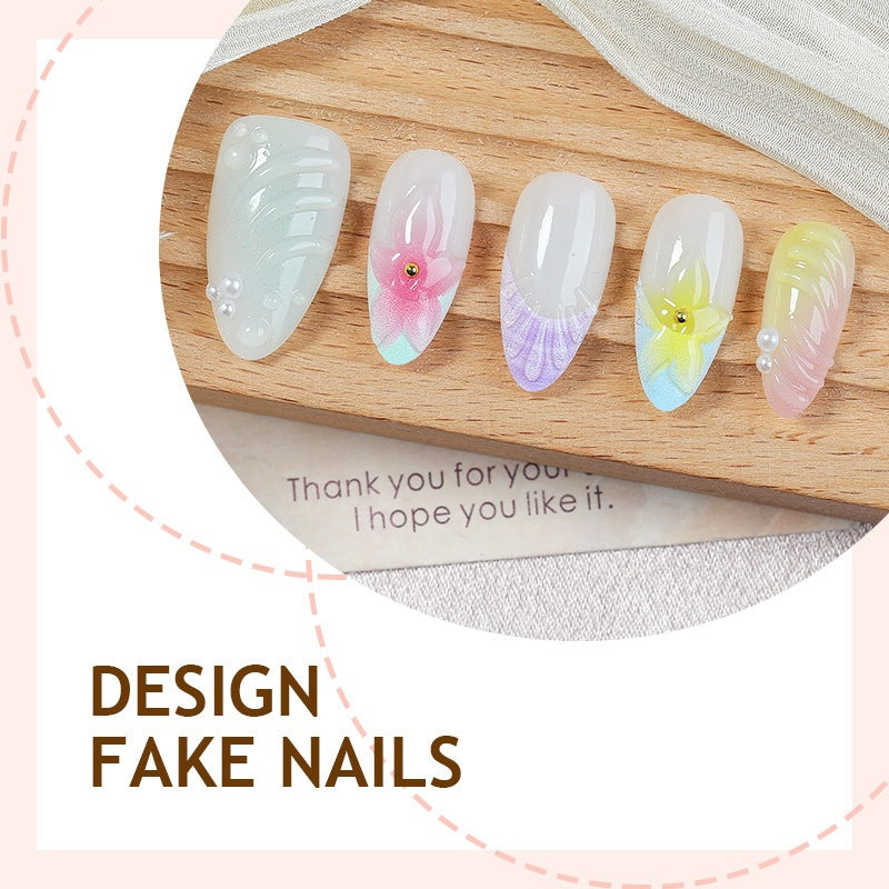 Kunstnagelset mit bunten floralem Design und Glitzerakzenten Brehn