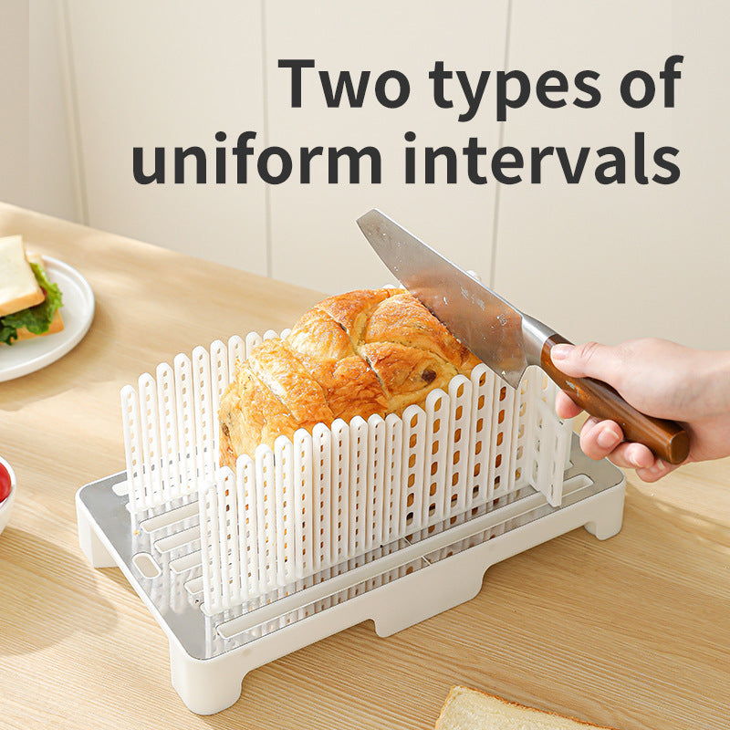 Adjustable Bread and Toast Slicing Guide with Slot Dividers and Removable Drip Tray