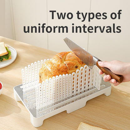 Adjustable Bread and Toast Slicing Guide with Slot Dividers and Removable Drip Tray