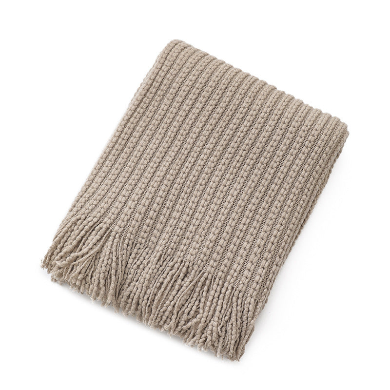 Strukturierte Fransenstrickdecke Brehn
