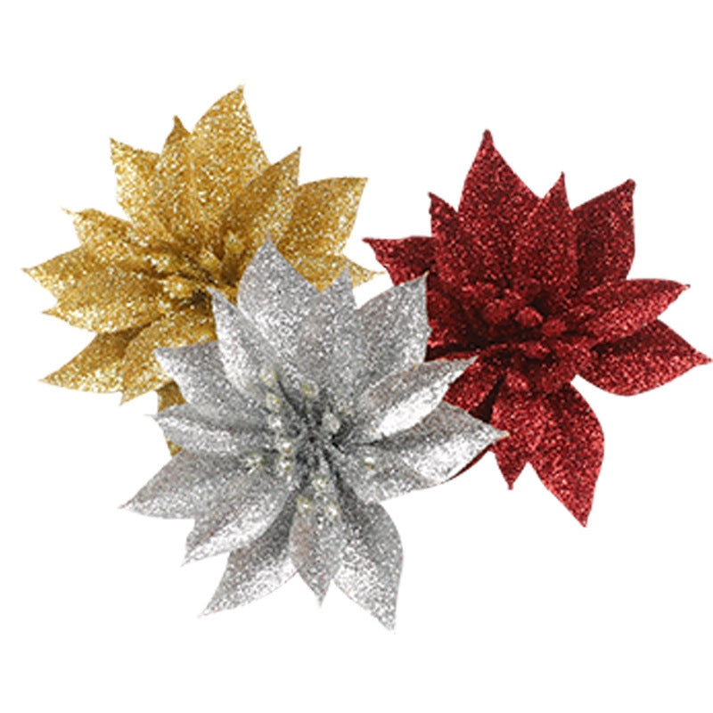 Glitzernde Weihnachtssternblumenornamente Brehn